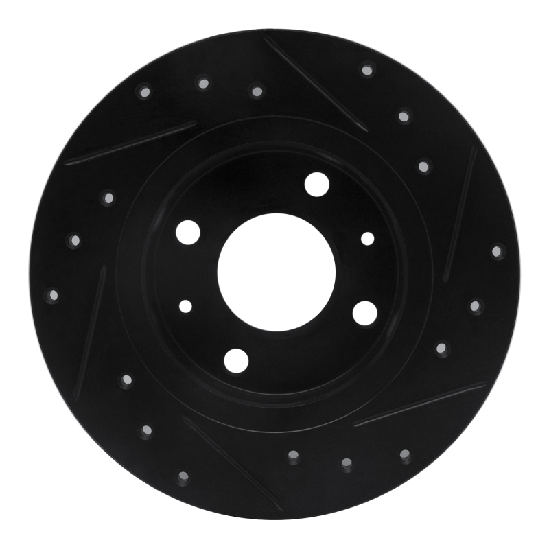 Nissan Pulsar NX Brake Rotor (1) - Front Left - R1 Concepts - Drilled & Slotted - Black - `86-`06